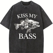 Kiss My Bass 90s Tattoo Vintage Washed T-Shirt in Black