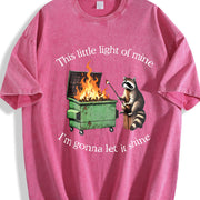 This Little light of mine I'm gonna let it shine Raccoon vintage washed oversized T-shirt in Red