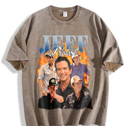Jeff Probst Survivor Collage vintage washed oversized T-shirt in Brown