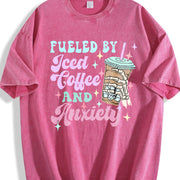 Iced Coffee & Anxiety Mental Awareness Vintage Washed T-Shirt in Red