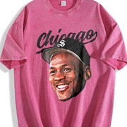 MJ Baseball Days 90's Style Retro vintage washed oversized T-shirt in Red
