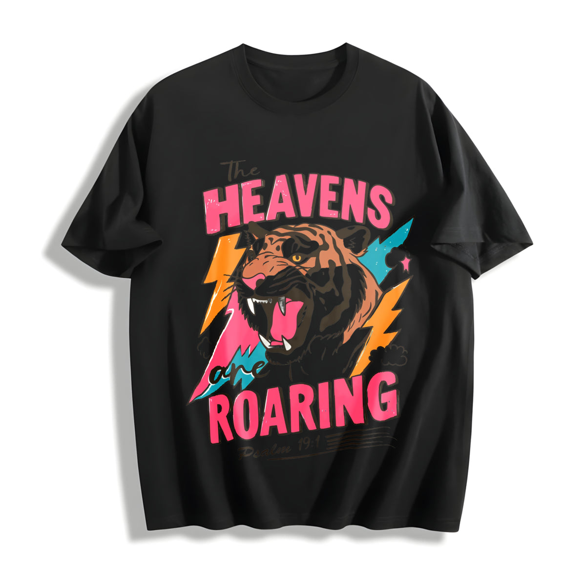 The Heavens Are Roaring Cotton T-Shirt in Black