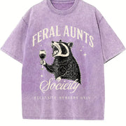 Feral Aunts Society Vintage Washed T-Shirt in Purple