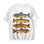Trout Fishing Enthusiast Cotton T-Shirt in White