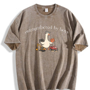 Outnumbered by Boys Vintage Washed T-Shirt in Brown
