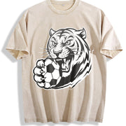 Tiger Soccer Vintage Washed T-Shirt in Beige