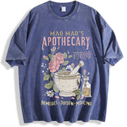 Cute Apothecary Poisons Soft Kawaii Japanese vintage washed oversized T-shirt in Blue