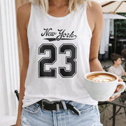 V-neck for Spring and Autumn Women's Color Cotton Tank Top in White