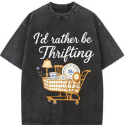 I'd Rather Be Thrifting vintage washed oversized T-shirt in Black