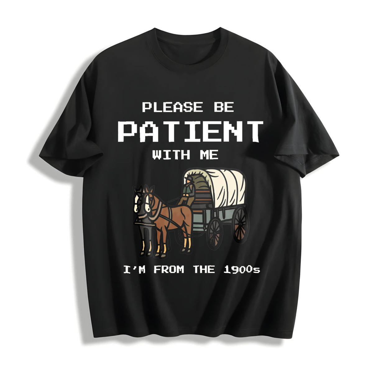 Please Be Patient with Me I'm from the 1900s Cotton T-Shirt in Black