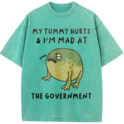 My Tummy Hurts I'm Mad at the Gouvernment Vintage Washed T-Shirt in Blue