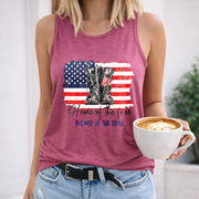 Home of the Free Because of the Brave Women's Color Cotton Tank Top in Red