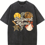Ballpark Mama Vintage Washed T-Shirt in Black