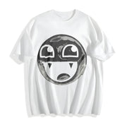 Premium Epic Face Vampire Y2K Goth Emo Scene Tapout Cotton T-Shirt in White
