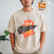 Calcifer's Howl's Moving Castle Vintage Washed T-Shirt in Beige