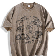 Frogs 90s Tattoo Retro ® Y2k Frog Vintage Washed T-Shirt in Brown