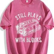 Still Plays with Blocks Vintage Washed T-Shirt in Red