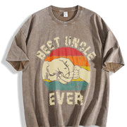Best Uncle Ever Uncle Announcement Vintage Washed T-Shirt in Brown