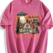 Retro UFO Get in Loser We're Going Insane Y2k Vintage Washed T-Shirt in Red