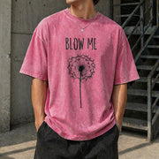 Blow Me Dandelion Vintage Washed T-Shirt in Red