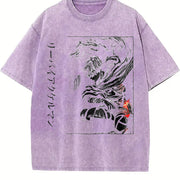 Levi Ackerman Anime – Retro Attack on Titan Anime Lover vintage washed oversized T-shirt in Purple