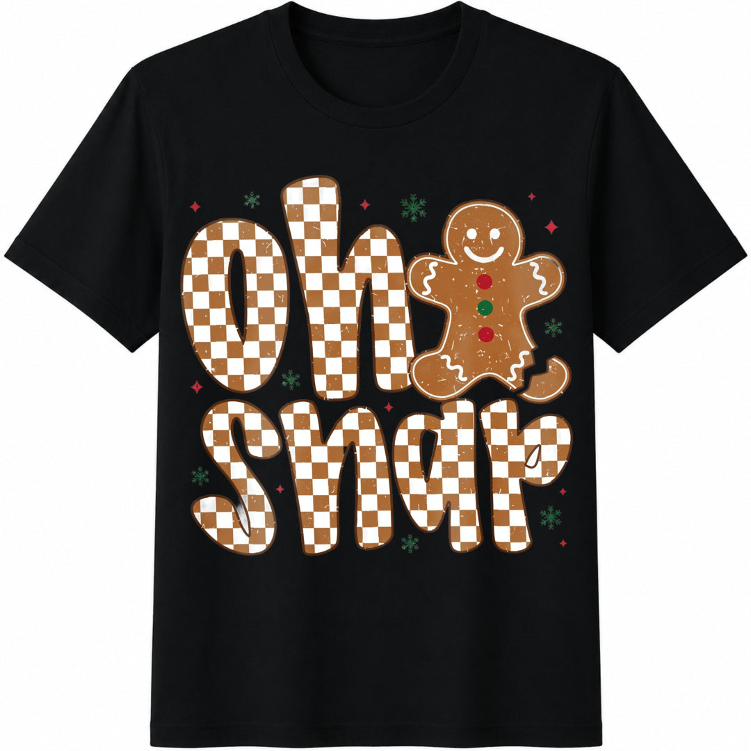 Oh Snap Gingerbread Cotton T-Shirt in Black