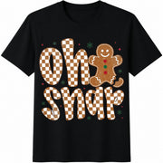 Oh Snap Gingerbread Cotton T-Shirt in Black