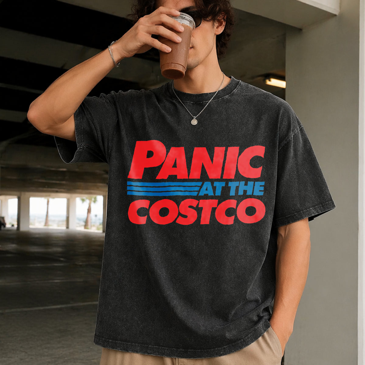 Panic at the Costco Vintage Washed T-Shirt in Black
