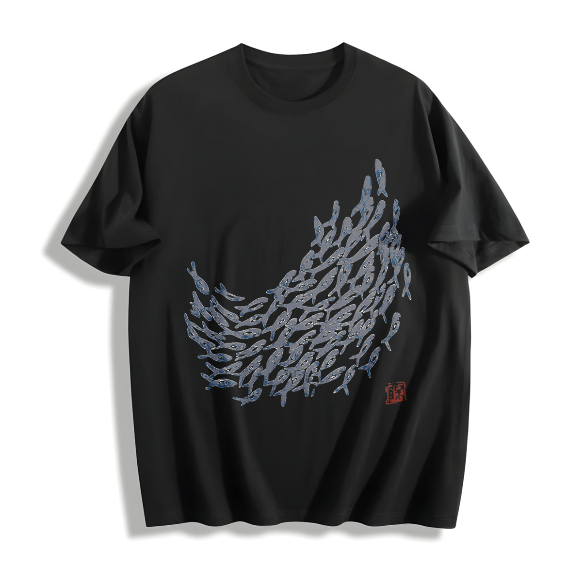 Fish Ladies for All Seasons Cotton T-Shirt in Black