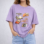 Fourth Wing Series For Fans vintage washed oversized T-shirt in Purple