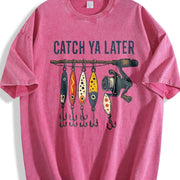 Letter & Mixed Vintage Washed T-Shirt in Red