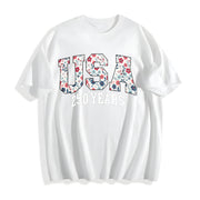 Happy 250th Birthday USA America 250th Anniversary Cotton T-Shirt in White