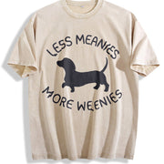 Dachshund Wiener Dog Vintage Washed T-Shirt in Beige