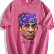 Prison Mike Michael Scott Portrait Custom The Office vintage washed oversized T-shirt in Red