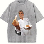 Anthony Foodie Fan Tribute vintage washed oversized T-shirt in Gray