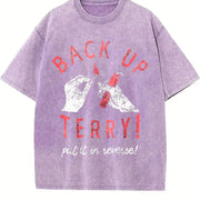 Back Up Terry Put It in Reverse Fireworks Sarcastic Viral Vintage Washed T-Shirt in Purple