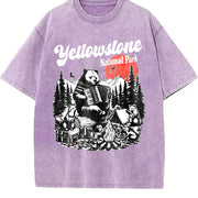Retro Yellowstone National Park Vintage Washed T-Shirt in Purple