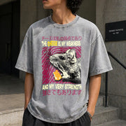The Cheese Is My Strength Vintage Washed T-Shirt in Gray