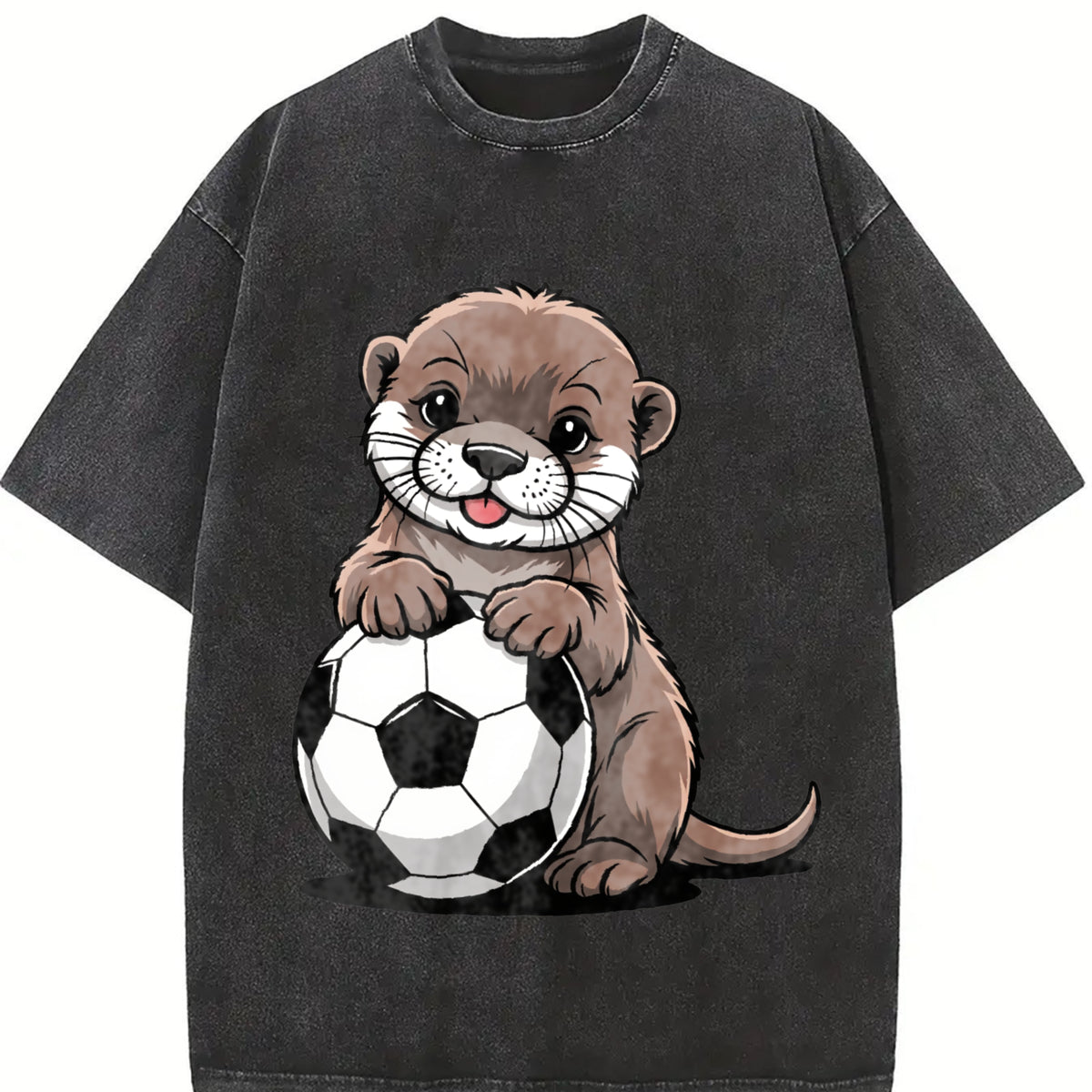 Otter Soccer Vintage Washed T-Shirt in Black