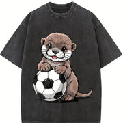 Otter Soccer Vintage Washed T-Shirt in Black