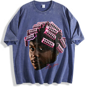 BIG WORM vintage washed oversized T-shirt in Blue