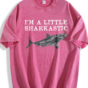 Shark Lover Ocean Life Sea Creature I'm a Little Vintage Washed T-Shirt in Red