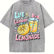 Life Gave Me Lemons, but Jesus Made Lemonade Vintage Washed T-Shirt in Gray