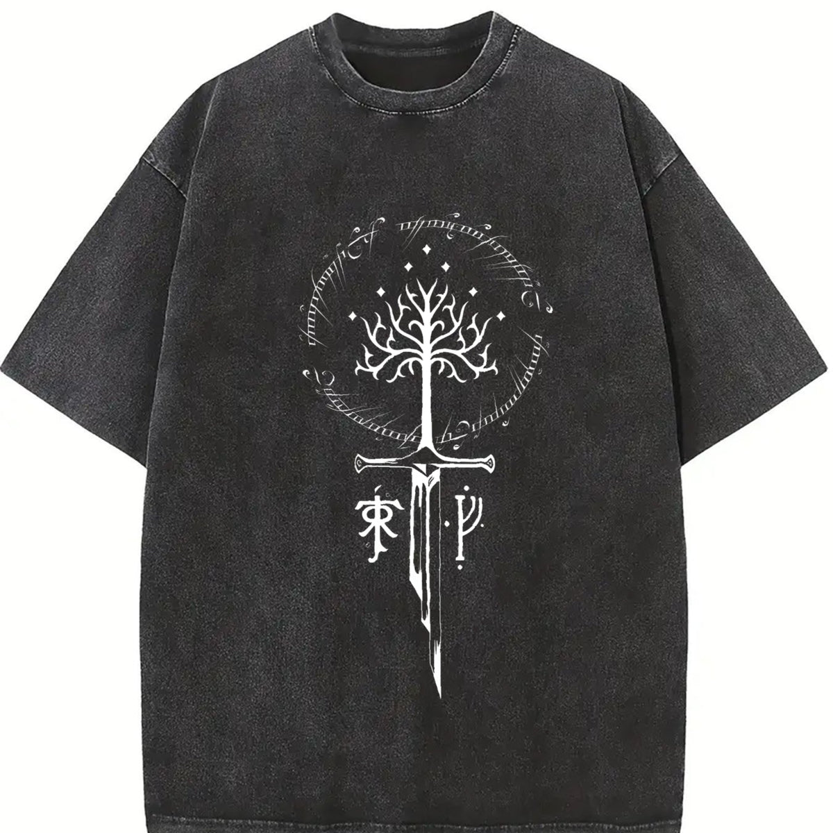 LOTR Middle Earth Vintage Washed T-Shirt in Black