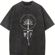 LOTR Middle Earth Vintage Washed T-Shirt in Black