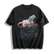 Jurassic Park Logo Dinosaur T-rex Cotton T-Shirt in Black
