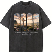 New Morning Mercies Lamentations 3:23 Vintage Washed T-Shirt in Black