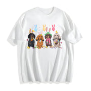 Dachshund with Bunny Ears Cotton T-Shirt in White