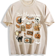 Spooky Season Halloween Vintage Washed T-Shirt in Beige