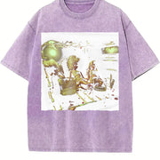 Surreal Band Portrait Vintage Washed T-Shirt in Purple